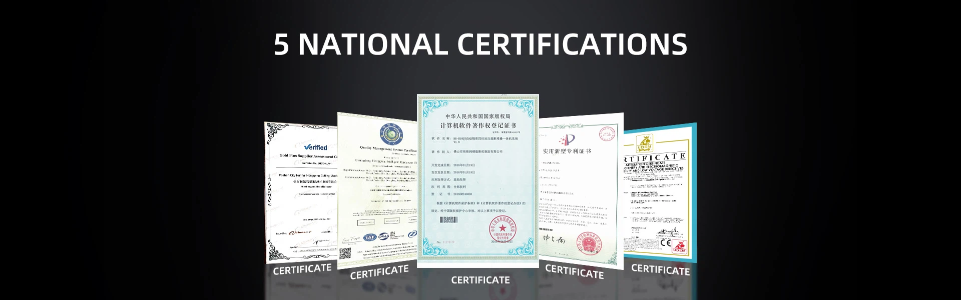 Honggang cutting machine certification